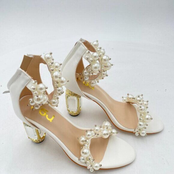 FSJ Women Open Toe Stylish Sandal Ankle Strap Chunky Block High Thick Heels - Picture 4 of 8